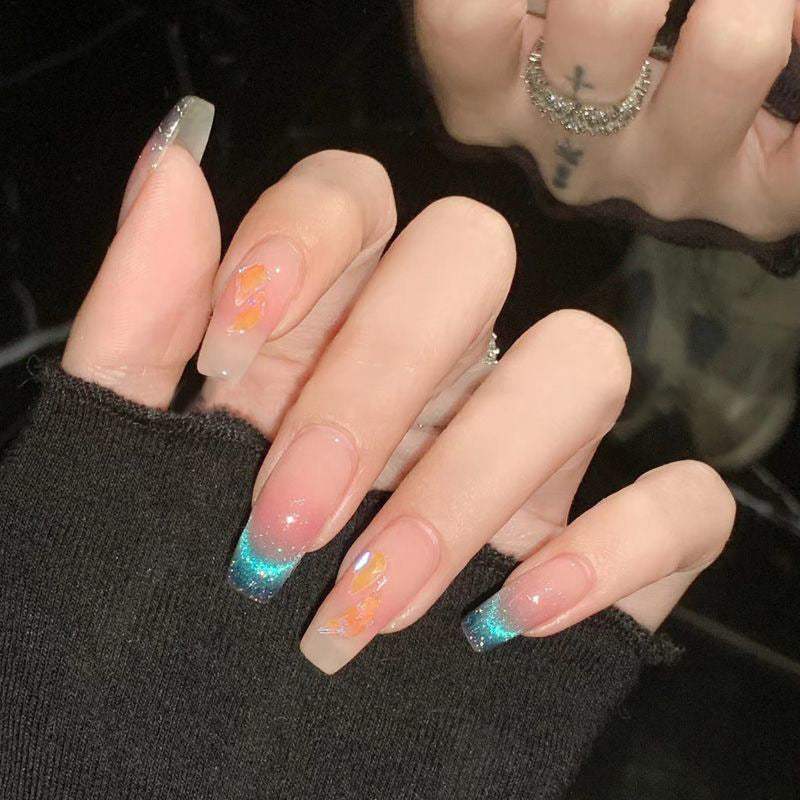 ネイルチップ☆ブルー　キラキラ　マグネット　ゴテゴテ　推し　オーダー受け付け中☆ 推し色サイズオーダー ♡ 好きな色が選べるネイルチップ / 量産